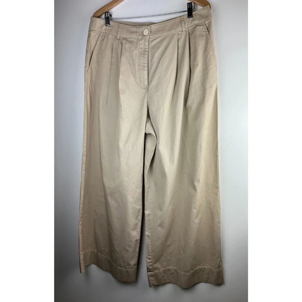 NWT LOFT 2024 Poplin Super Wide Leg Pants Toasted Beige Tan Khaki Womens Size 14 - Picture 2 of 11